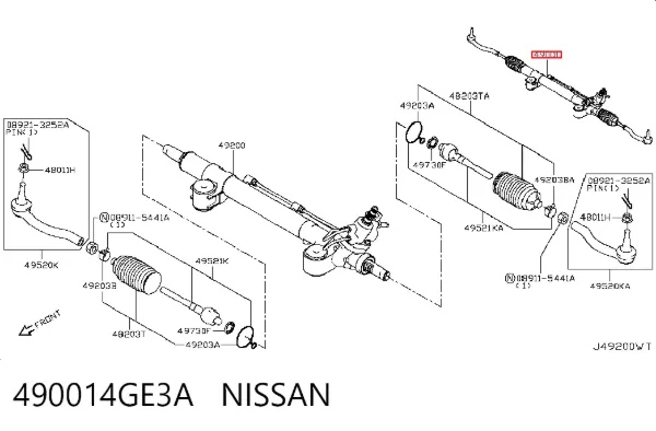 Рульова рейка 490014GE3A Nissan/Infiniti