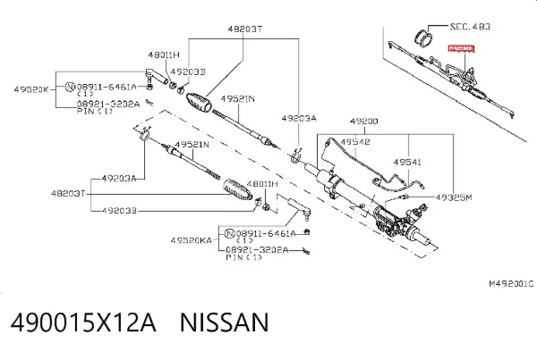 Рульова рейка 490015X12A Nissan/Infiniti