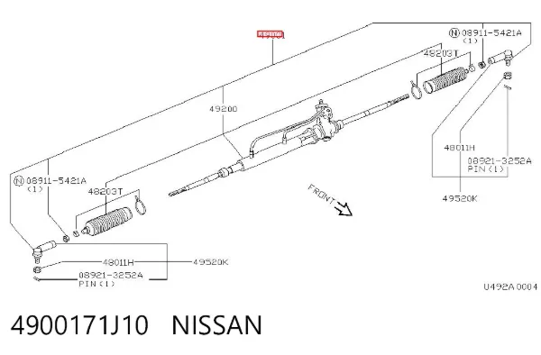 Рульова рейка 4900171J10 Nissan/Infiniti