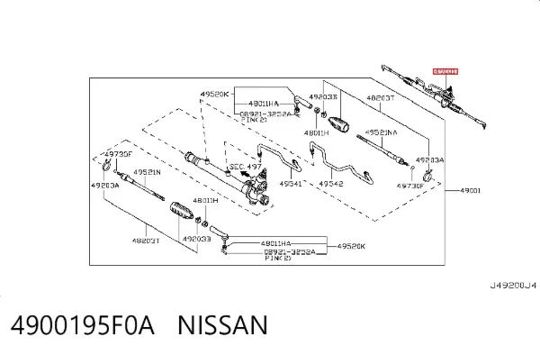 Рульова рейка 4900195F0A Nissan/Infiniti