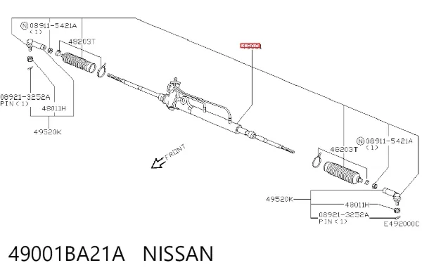 Рульова рейка 49001BA21A Nissan/Infiniti
