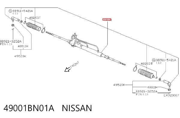 Рульова рейка 49001BN01A Nissan/Infiniti