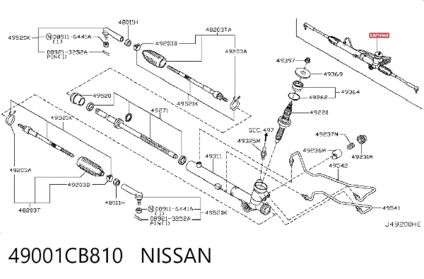 Рульова рейка 49001CB810 Nissan/Infiniti