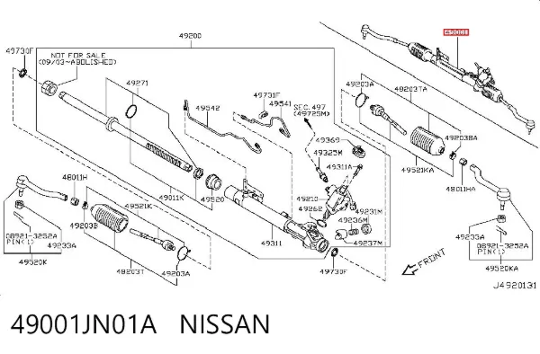 Рульова рейка 49001JN01A Nissan/Infiniti