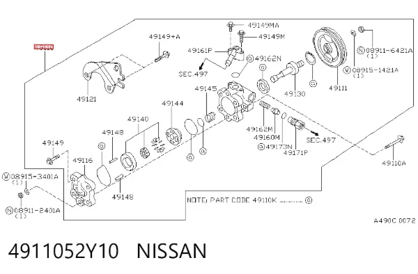 Насос ГУР 4911052Y10 Nissan/Infiniti