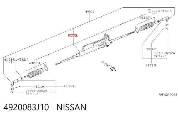 Рульова рейка 4920083J10 Nissan/Infiniti