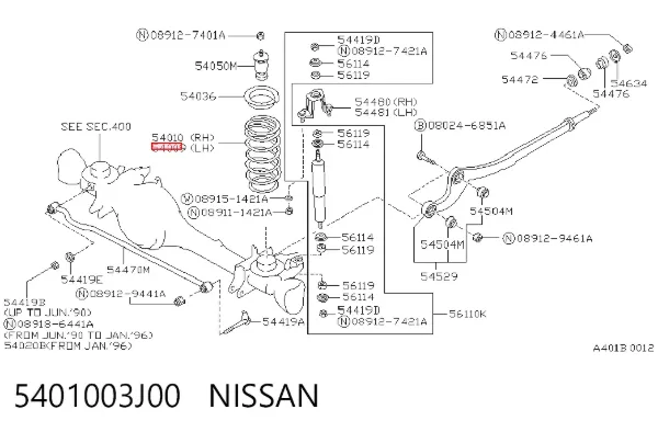 Пружина передня 5401003J00 Nissan/Infiniti