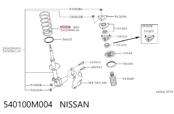 Пружина передня 540100M004 Nissan/Infiniti