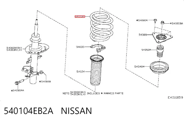 Пружина передня 540104EB2A Nissan/Infiniti