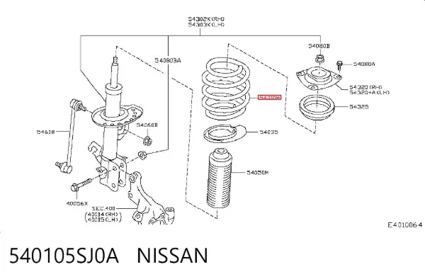 Пружина передня 540105SJ0A Nissan/Infiniti