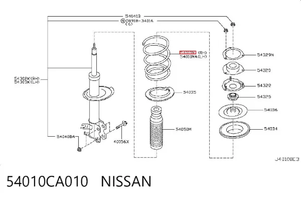 Пружина передня 54010CA010 Nissan/Infiniti