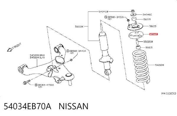 Амортизатора передній лівий 54034EB70A Nissan/Infiniti