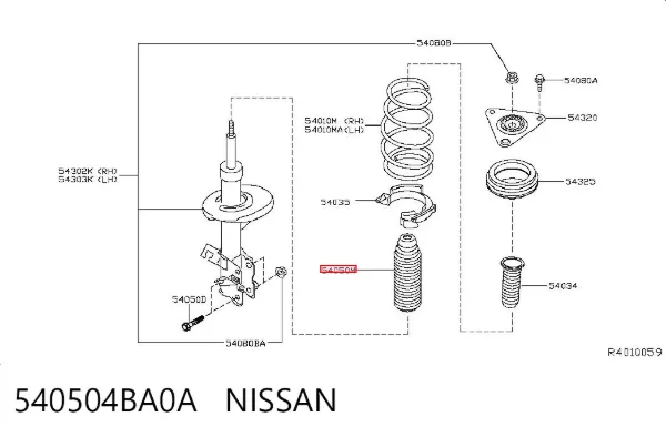 Буфер-відбійник амортизатора переднього 540504BA0A Nissan/Infiniti