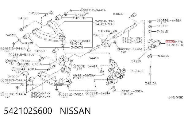Кронштейн торсиона переднього, правий 542102S600 Nissan/Infiniti