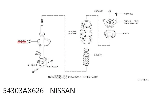 Амортизатора передній лівий 54303AX626 Nissan/Infiniti