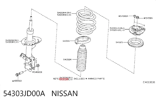 Амортизатора передній лівий 54303JD00A Nissan/Infiniti