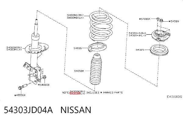 Амортизатора передній лівий 54303JD04A Nissan/Infiniti