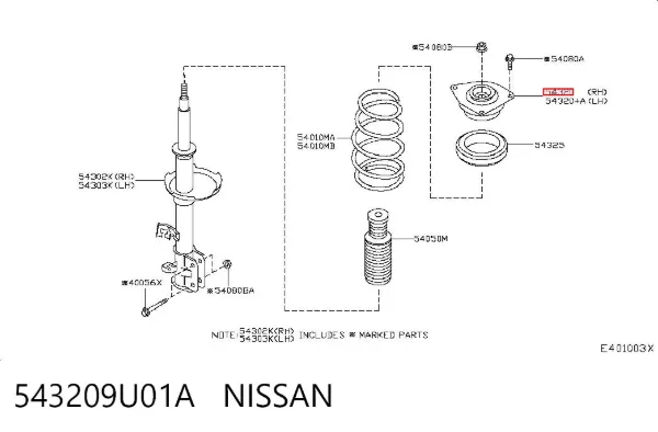 Опора амортизатора переднього правого 543209U01A Nissan/Infiniti