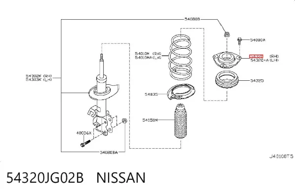 Опора амортизатора переднього правого 54320JG02B Nissan/Infiniti