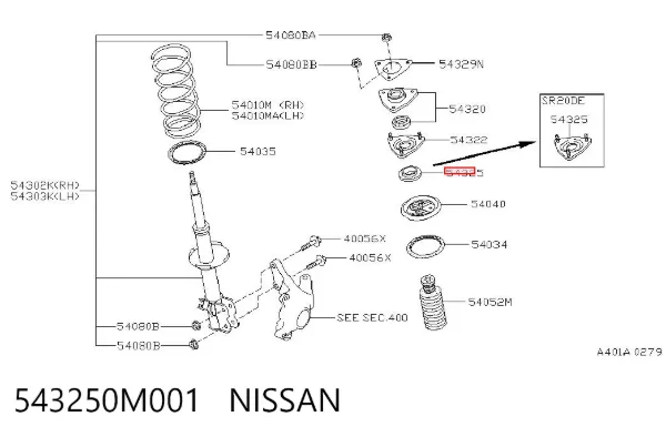Підшипник опорний амортизатора, переднього 543250M001 Nissan/Infiniti