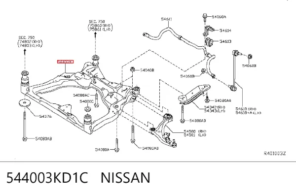 Підрамник передній 544003KD1C Nissan/Infiniti