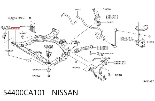 Підрамник передній 54400CA101 Nissan/Infiniti