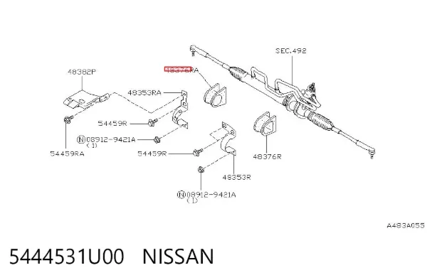 Втулка кріплення кермової рейки, права 5444531U00 Nissan/Infiniti