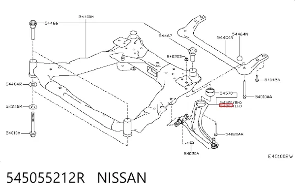 Важіль передньої підвіски нижній, лівий 545055212R Nissan/Infiniti