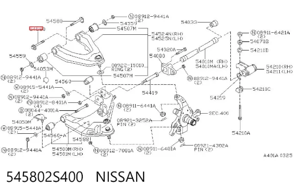 Болт переднього важеля, верхнього 545802S400 Nissan/Infiniti