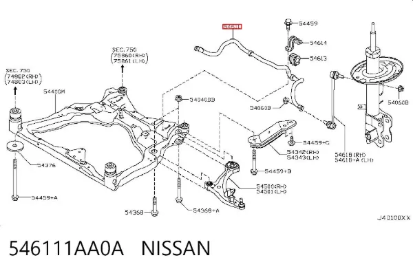 Передній стабілізатор Nissan Murano Z51