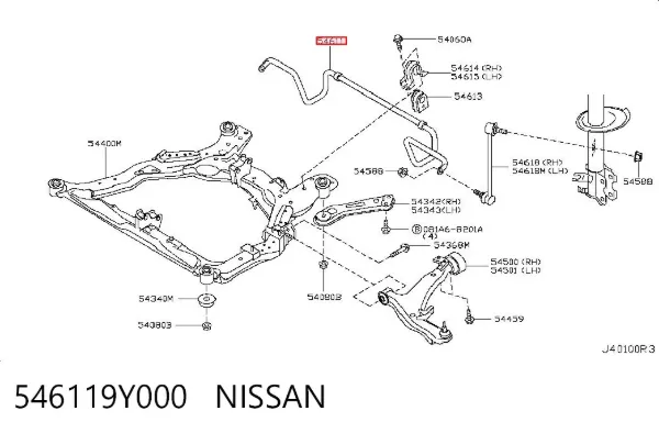 Передній стабілізатор Nissan Teana J31