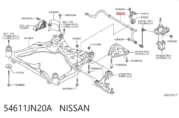Передній стабілізатор Nissan Teana J32