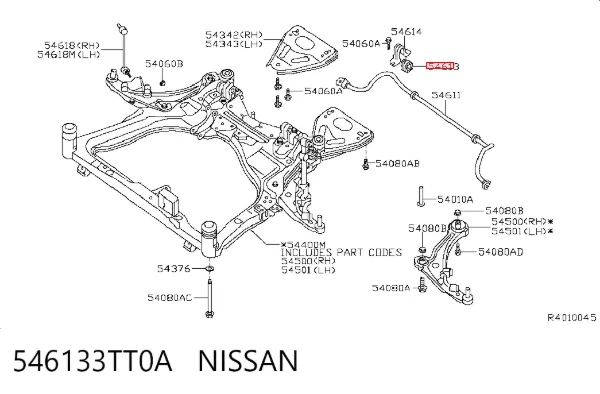 Втулка переднього стабілізатора 546133TT0A Nissan/Infiniti