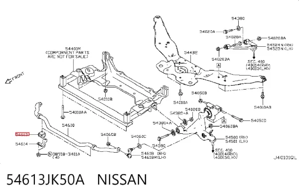 Втулка переднього стабілізатора 54613JK50A Nissan/Infiniti