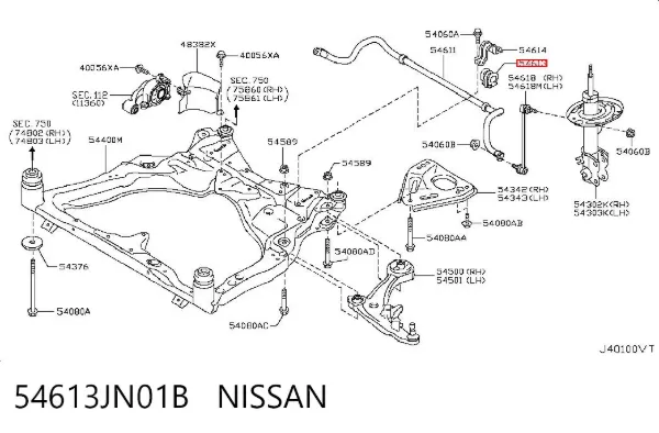 Втулка переднього стабілізатора 54613JN01B Nissan/Infiniti