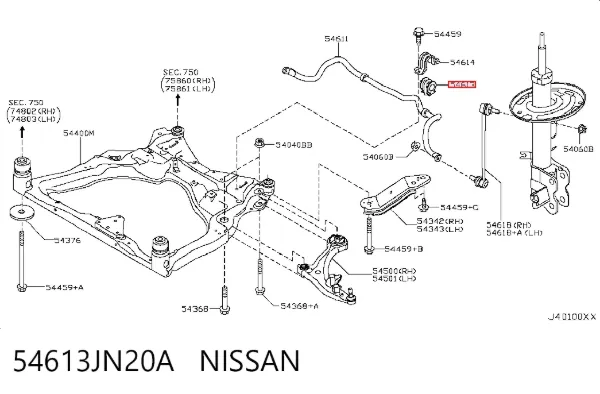 Втулка переднього стабілізатора 54613JN20A Nissan/Infiniti