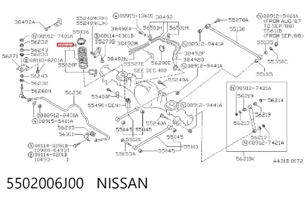Задні пружини 5502006J00 Nissan/Infiniti