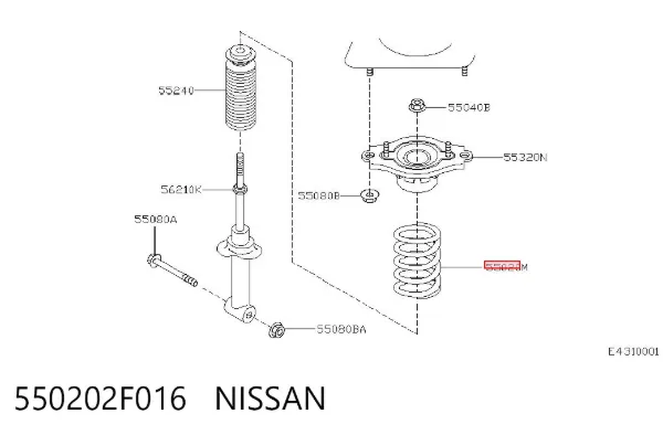 Задні пружини 550202F016 Nissan/Infiniti