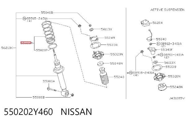 Задні пружини 550202Y460 Nissan/Infiniti