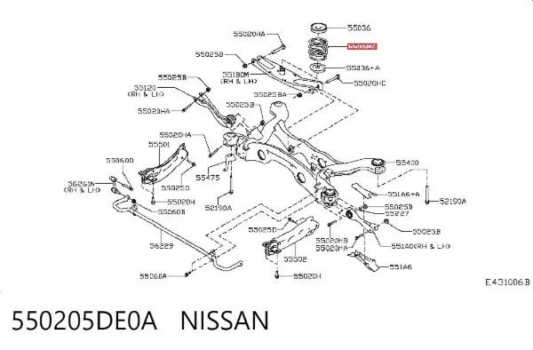 Задні пружини 550205DE0A Nissan/Infiniti