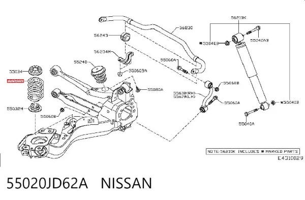Задні пружини 55020JD62A Nissan/Infiniti