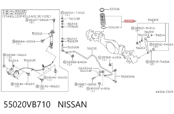 Задні пружини 55020VB710 Nissan/Infiniti
