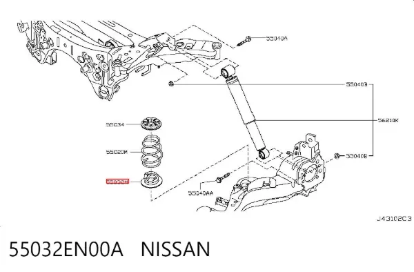 Проставка (гумове кільце) пружини задньої, нижня 55032EN00A Nissan/Infiniti