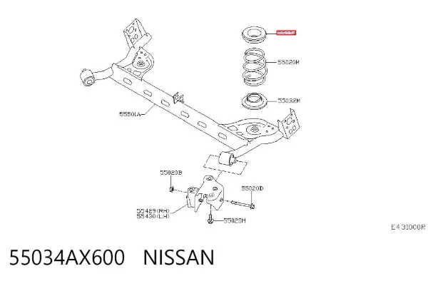 Проставка (гумове кільце) пружини задньої, верхня 55034AX600 Nissan/Infiniti