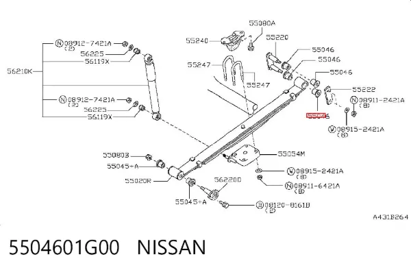 Сайлентблок ресори, задній 5504601G00 Nissan/Infiniti