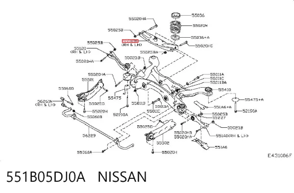 Важіль задньої підвіски нижній, лівий/правий 551B05DJ0A Nissan/Infiniti