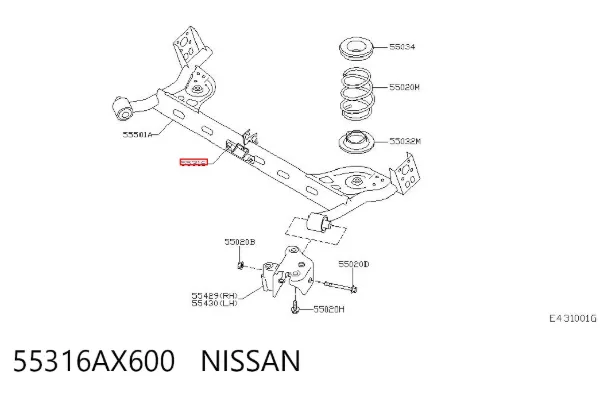 Кронштейн задньої балки 55316AX600 Nissan/Infiniti