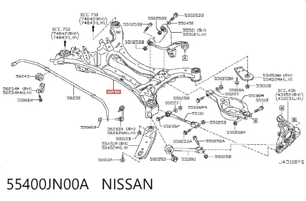 Балка задня Nissan Teana J32