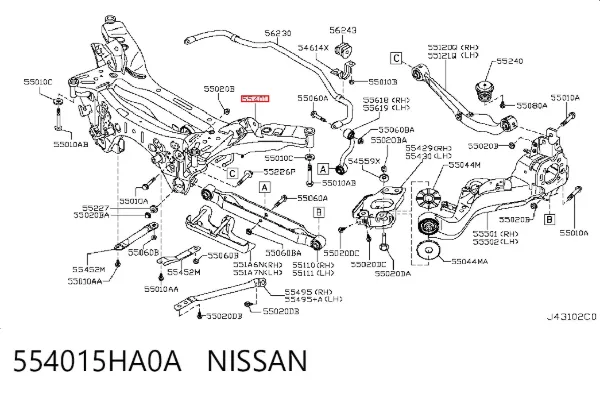 Балка задня 554015HA0A Nissan/Infiniti
