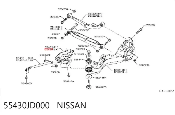 Кронштейн задньої балки 55430JD000 Nissan/Infiniti